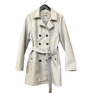 Sebby Collection Womens Soft Shell Trench Coat Stone Spring Fall Size Large